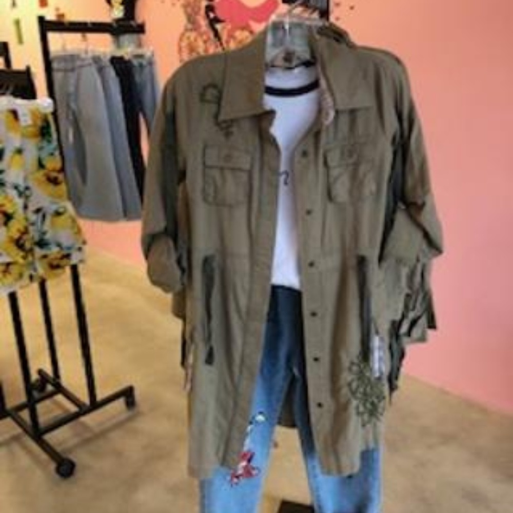 Green embroidered jacket/dress